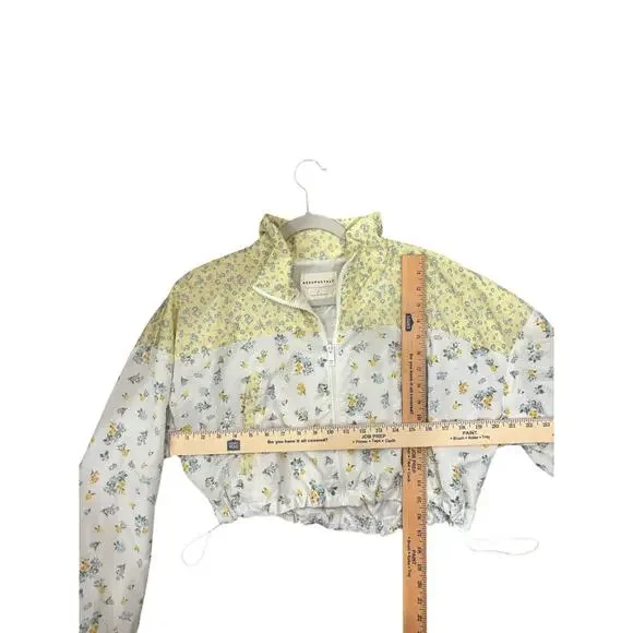 Aeropostale Floral Colorblock windbreaker L Cropped Drawstring soft romantic y2k - Picture 3 of 8